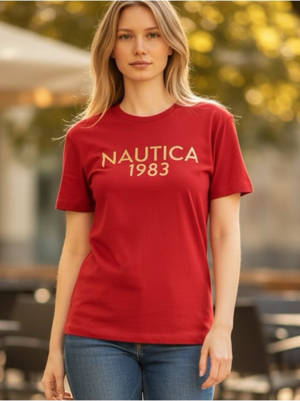 Nautica Women's Tee in pink with 1983 Print size XS